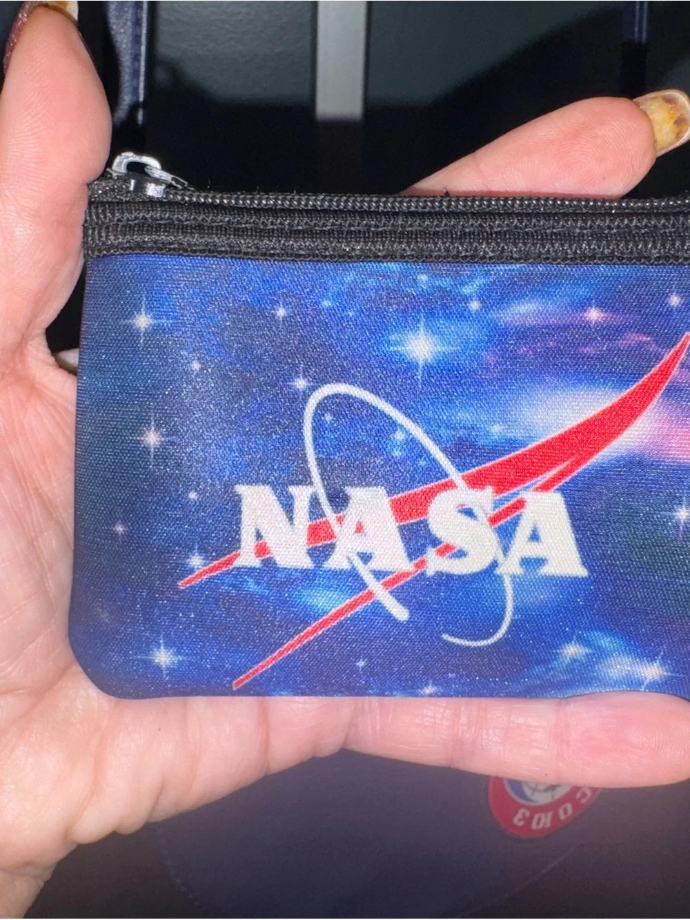 Buzz Aldrin NASA Patch Saddle Shoulder Bag - Navy/Silver with change bag